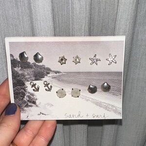 Sand + Surf Silver Sea Charm Earring Set